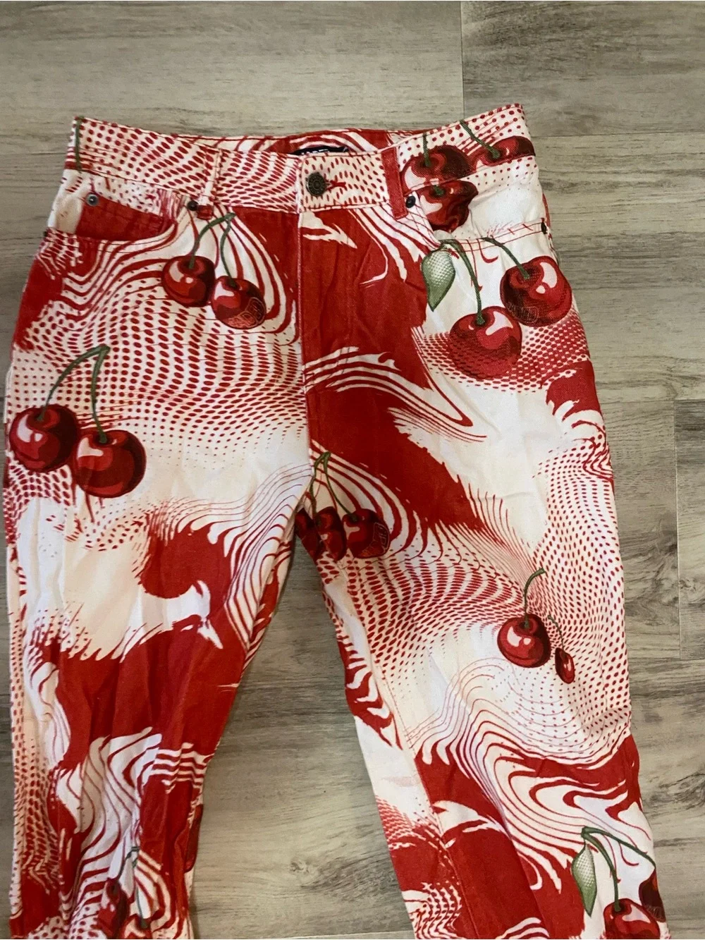 Jaded London Red Cherry Print Slouchy Boyfriend Jeans- NWT